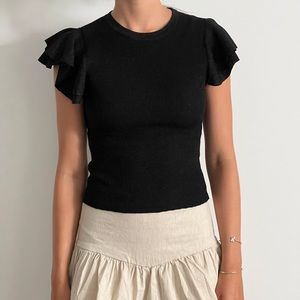 Alice & Olivia Sparkly Black Top